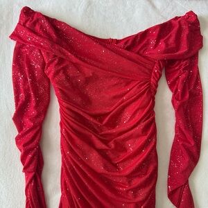Elegant Red Off-Shoulder Dress